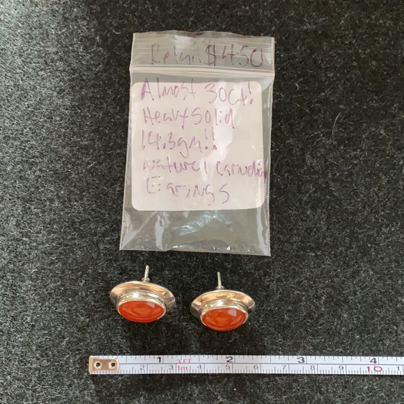 Natural Carnelian jewellery set of earrings and pendant. 925 sterling silver - Picture 4 of 9